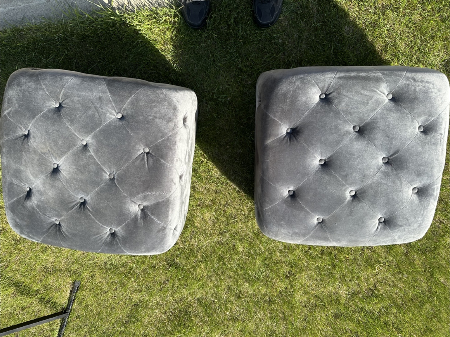 Gray Button-Tufted Ottomans - photo 3
