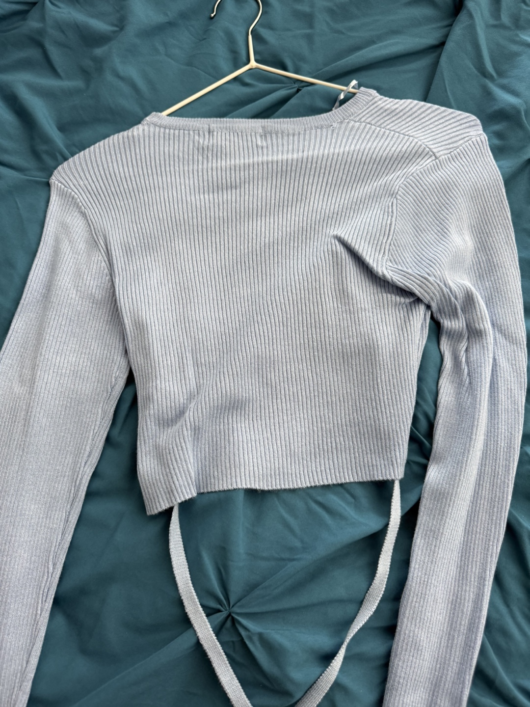Light Blue Ribbed Crop Top - photo 2