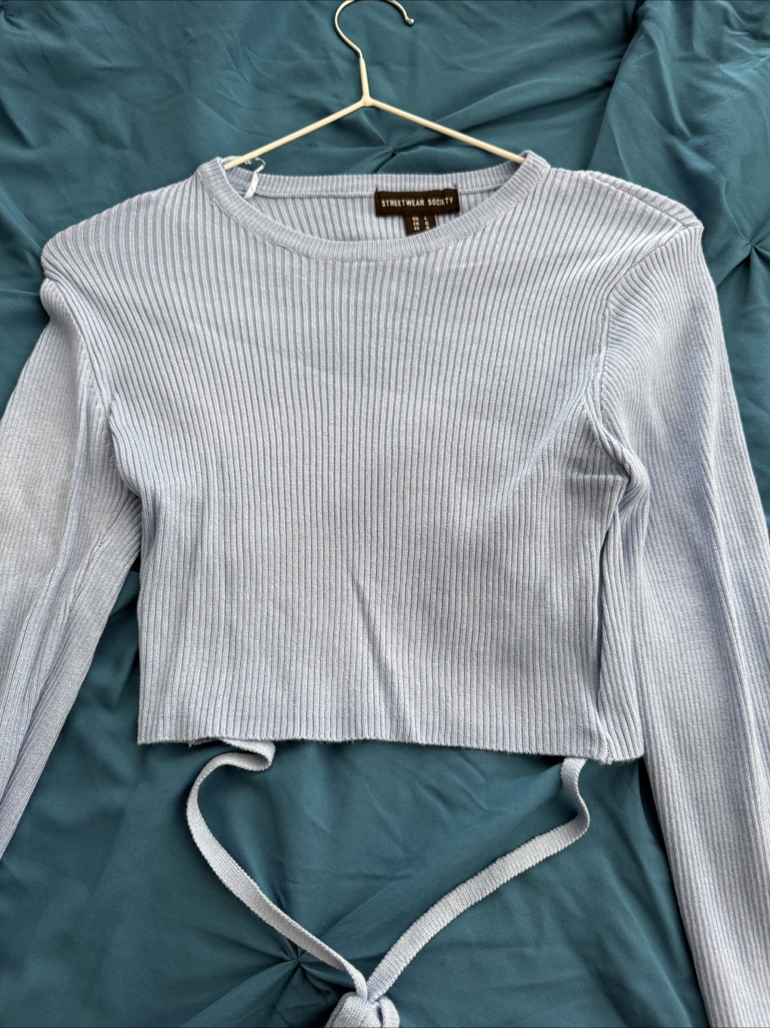 Light Blue Ribbed Crop Top