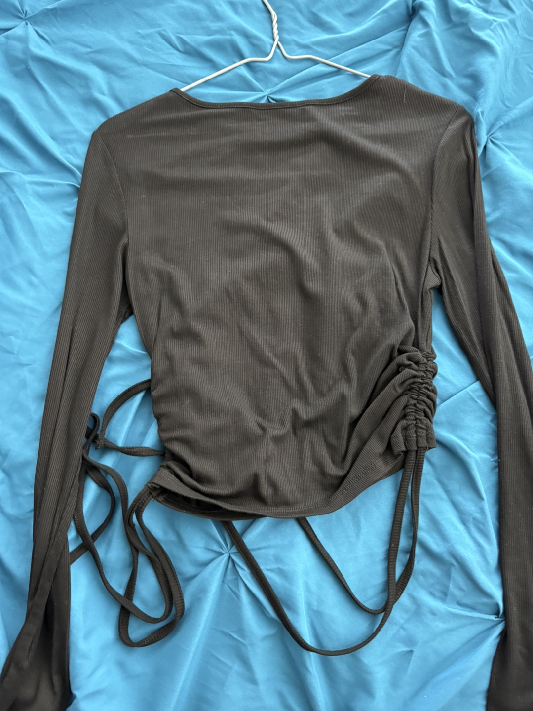 Black Long Sleeve Top with Drawstring Detailing - photo 2