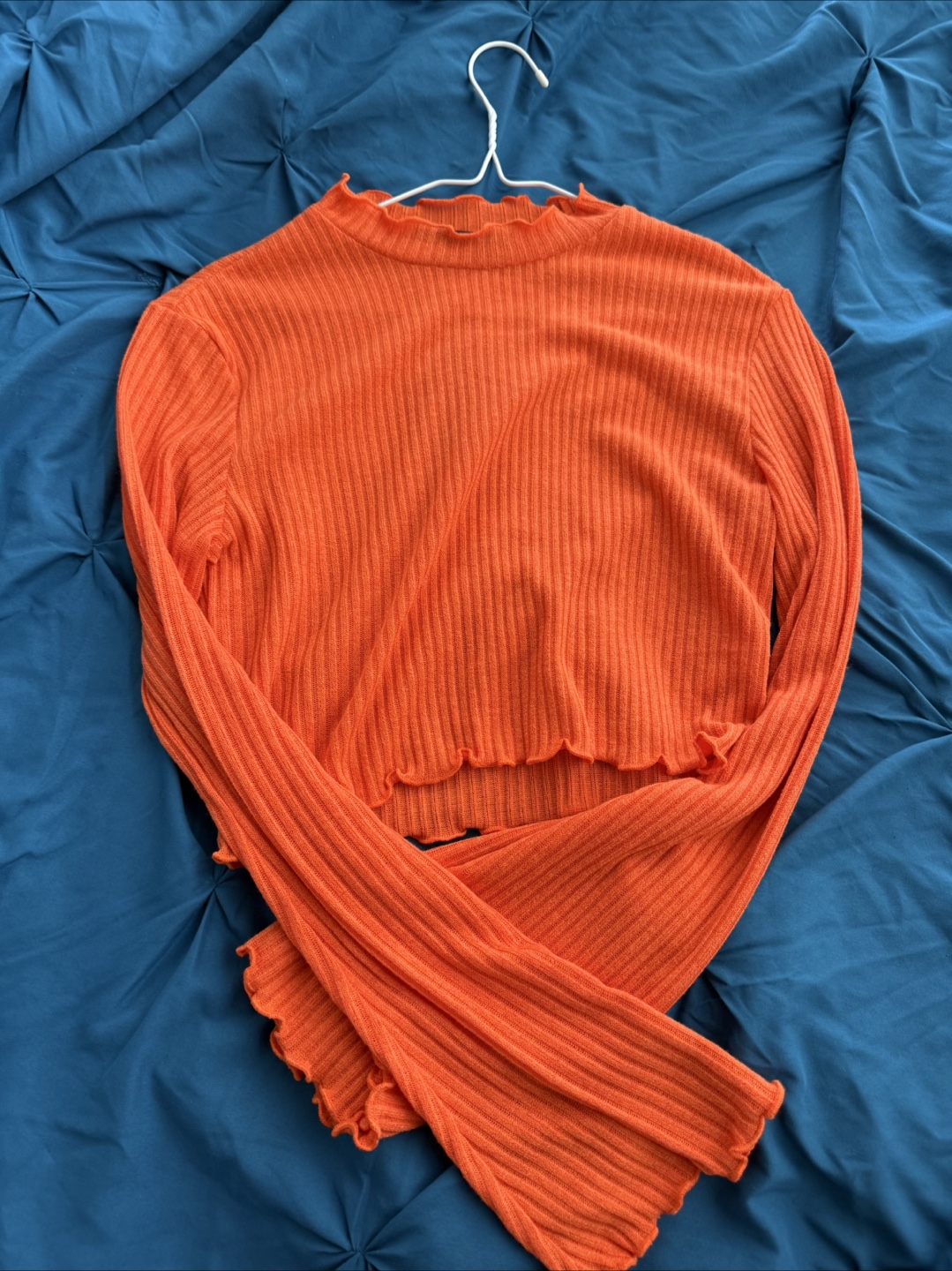 Orange Ribbed Crop Top