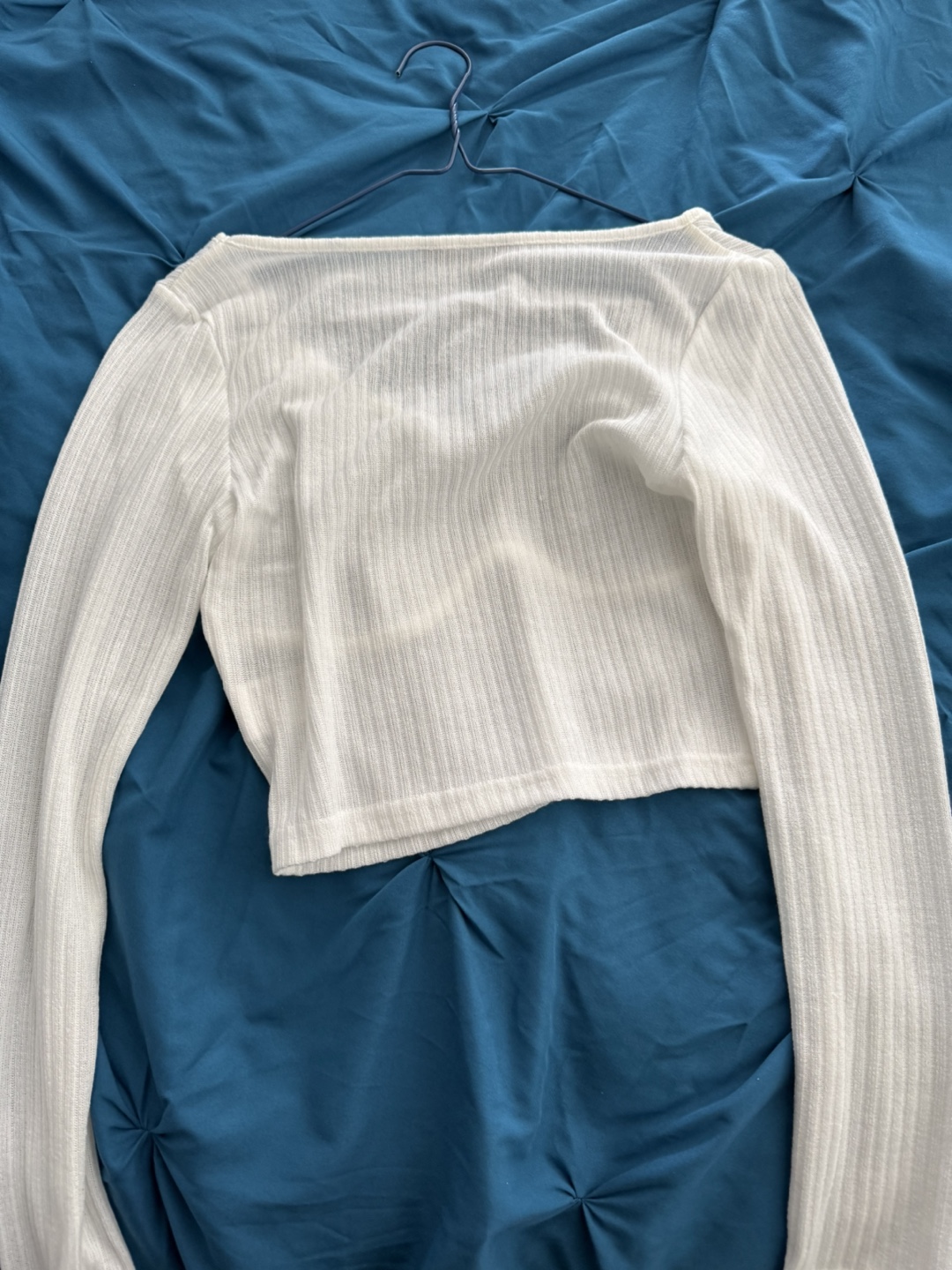 White Long Sleeve Crop Top - photo 2