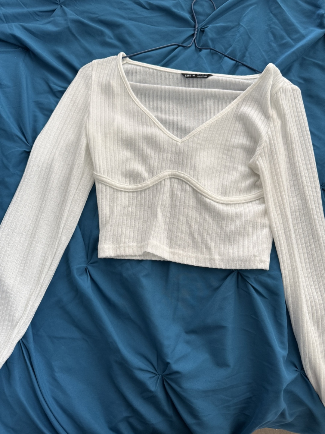 White Long Sleeve Crop Top