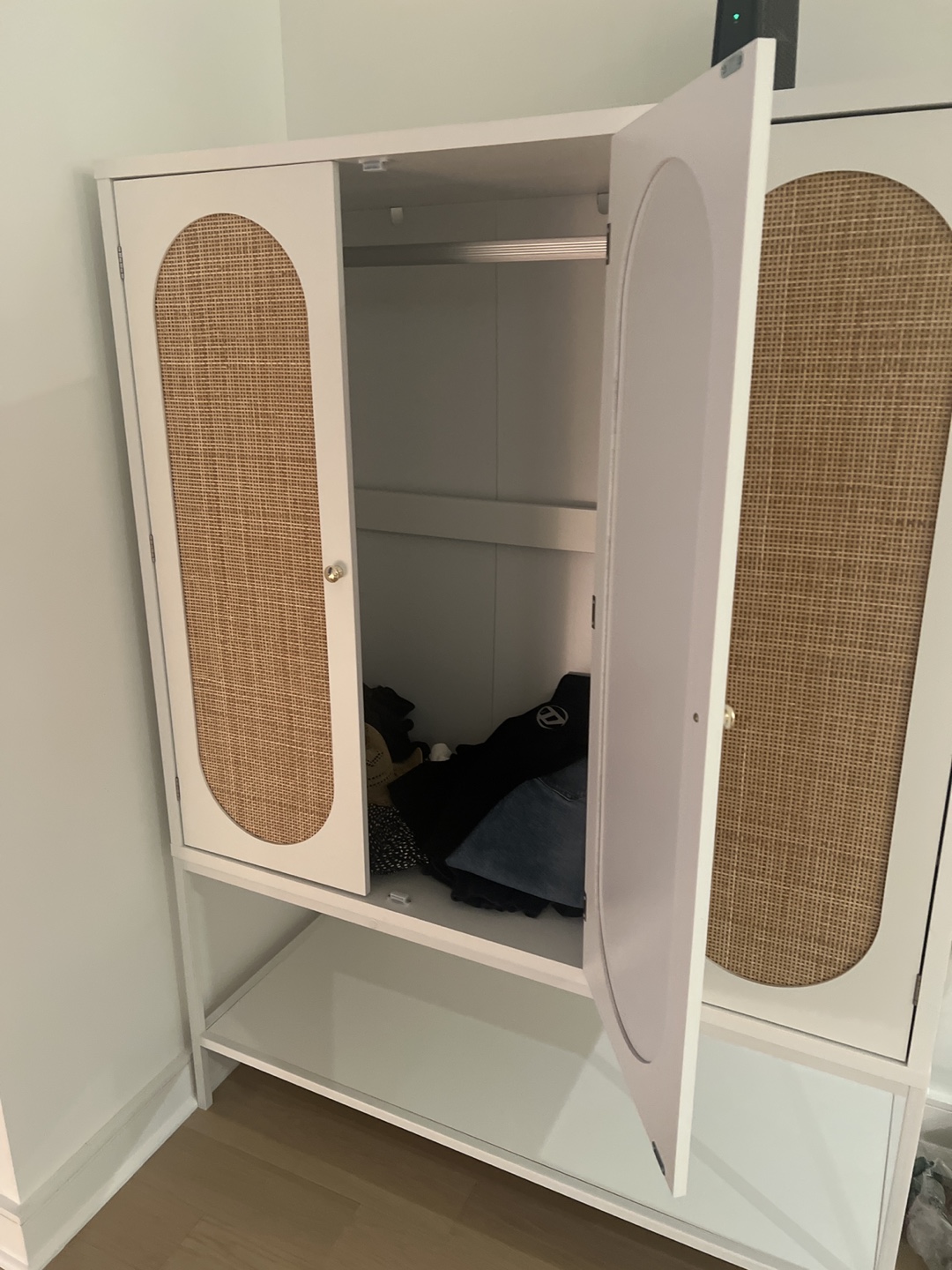 White Cabinet with Woven Cane Doors - photo 3