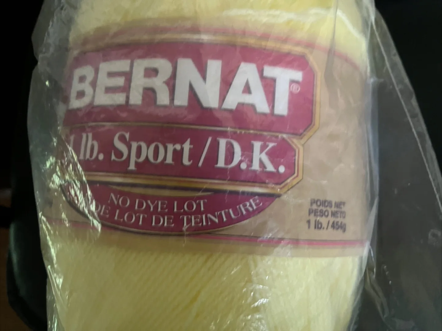 NEW Bernat 1lb. Sport/D.K. Yellow Yarn image indicator(2)