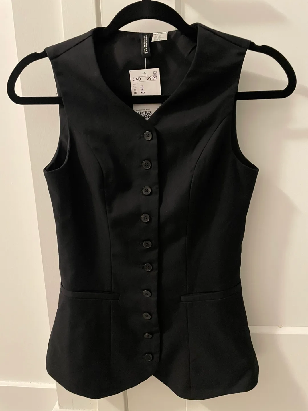 H&M Black Button-Up Vest thumbnail