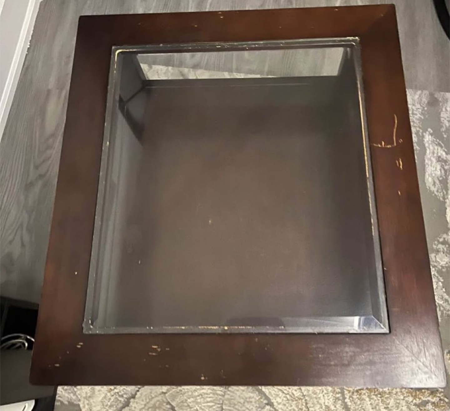 Wooden Accent Table with Glass Top