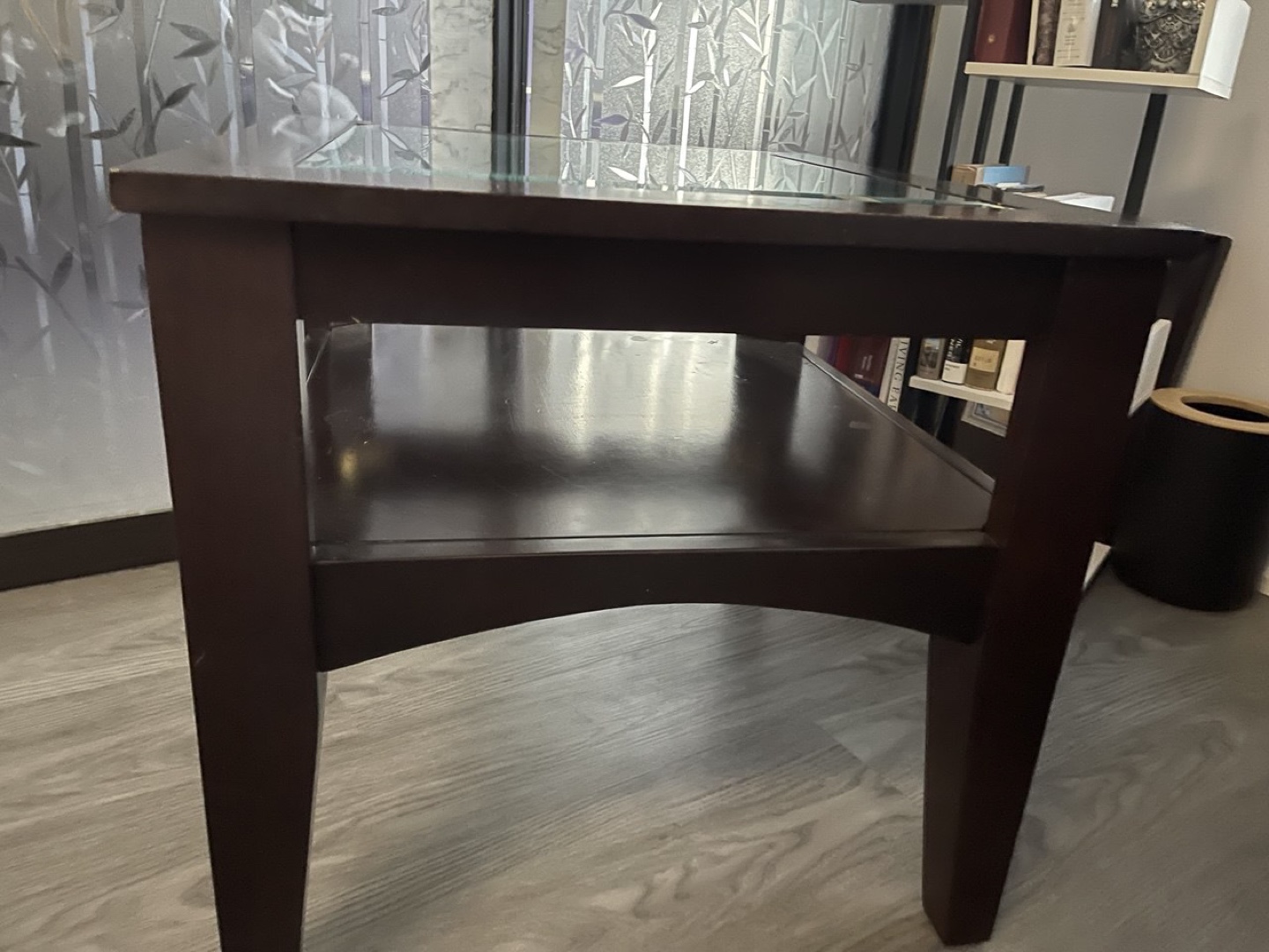 Wooden Accent Table with Glass Top - photo 2