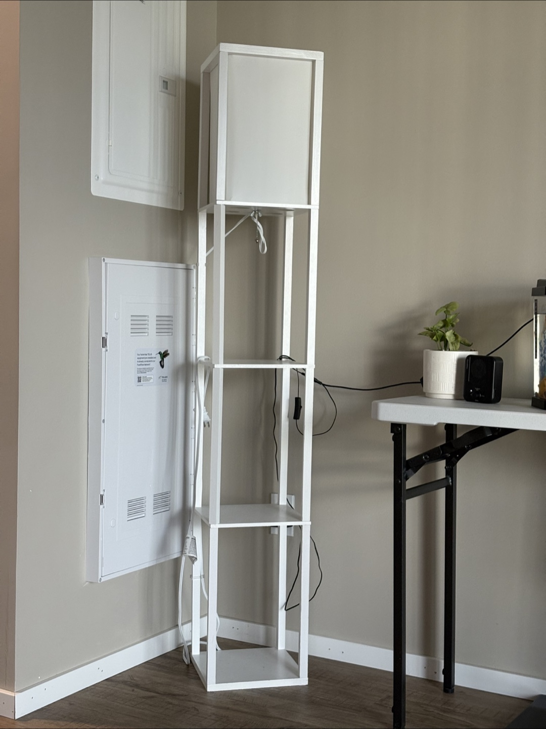 White Floor Lamp with Shelves