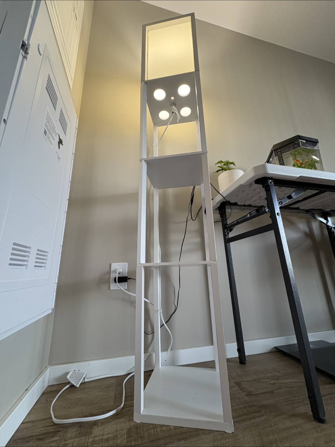 White Floor Lamp with Shelves - photo 3