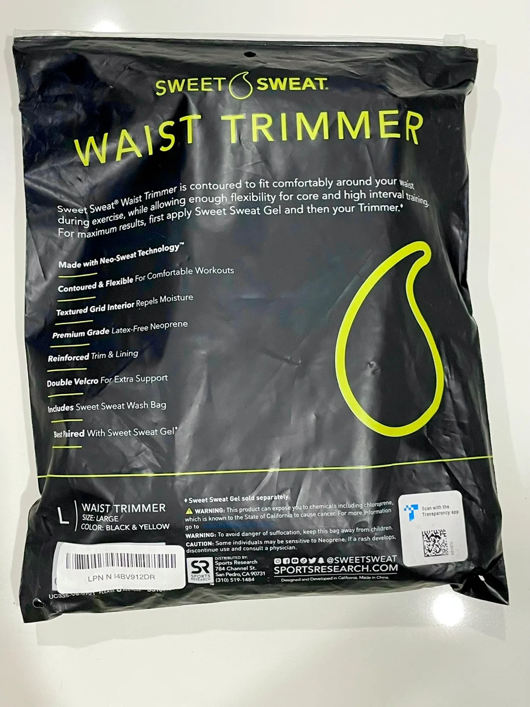 Sweet Sweat Waist Trimmer. Unisex. Size Large. New! image indicator(4)