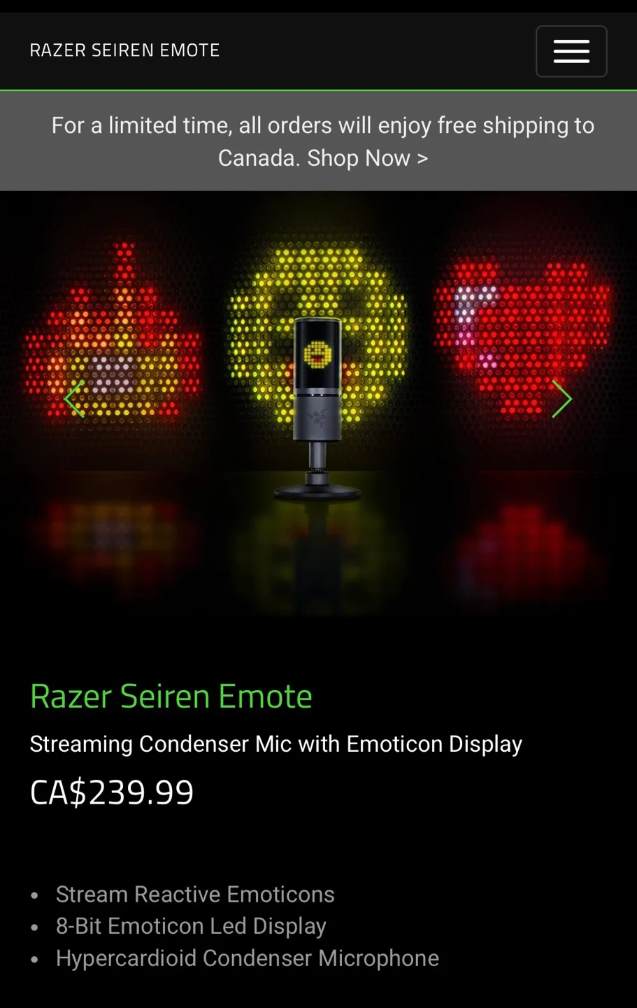 Razer Seiren Emote, USB Microphone for Streaming. Sealed Box. image indicator(5)