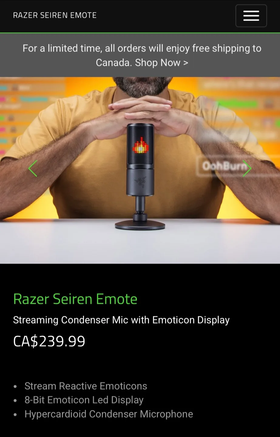 Razer Seiren Emote, USB Microphone for Streaming. Sealed Box. image indicator(4)