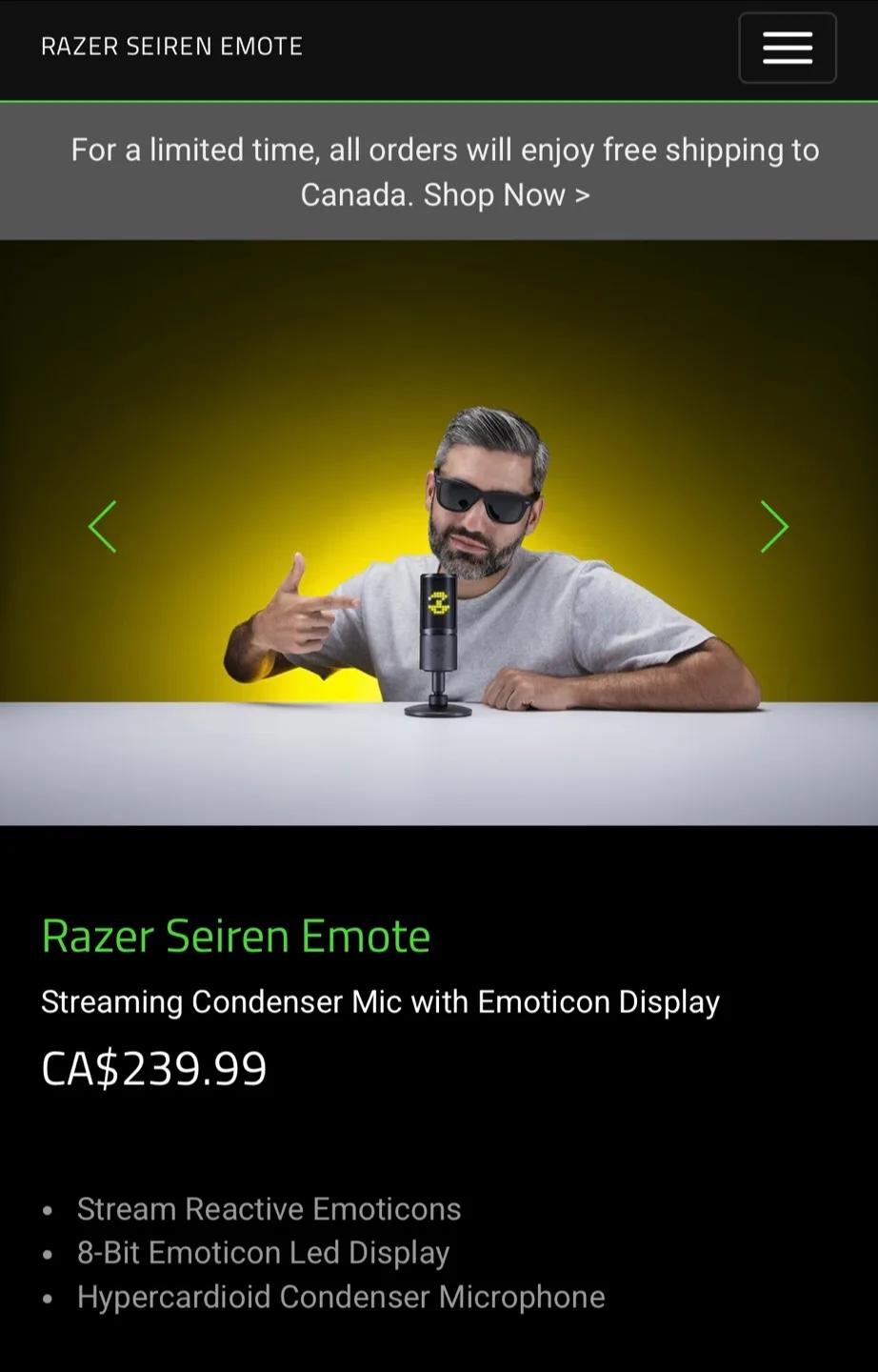 Razer Seiren Emote, USB Microphone for Streaming. Sealed Box. image indicator(6)