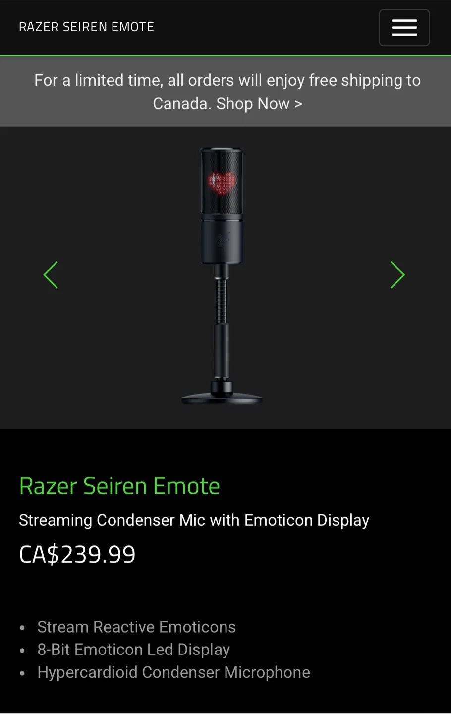 Razer Seiren Emote, USB Microphone for Streaming. Sealed Box. image indicator(9)