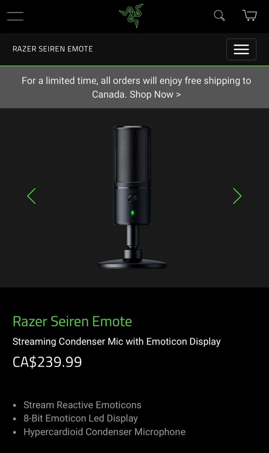 Razer Seiren Emote, USB Microphone for Streaming. Sealed Box. image indicator(8)