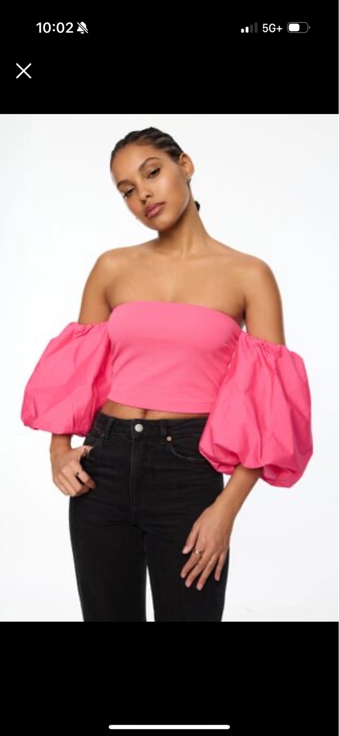 Pink Off-Shoulder Top with Puff Sleeves - photo 2