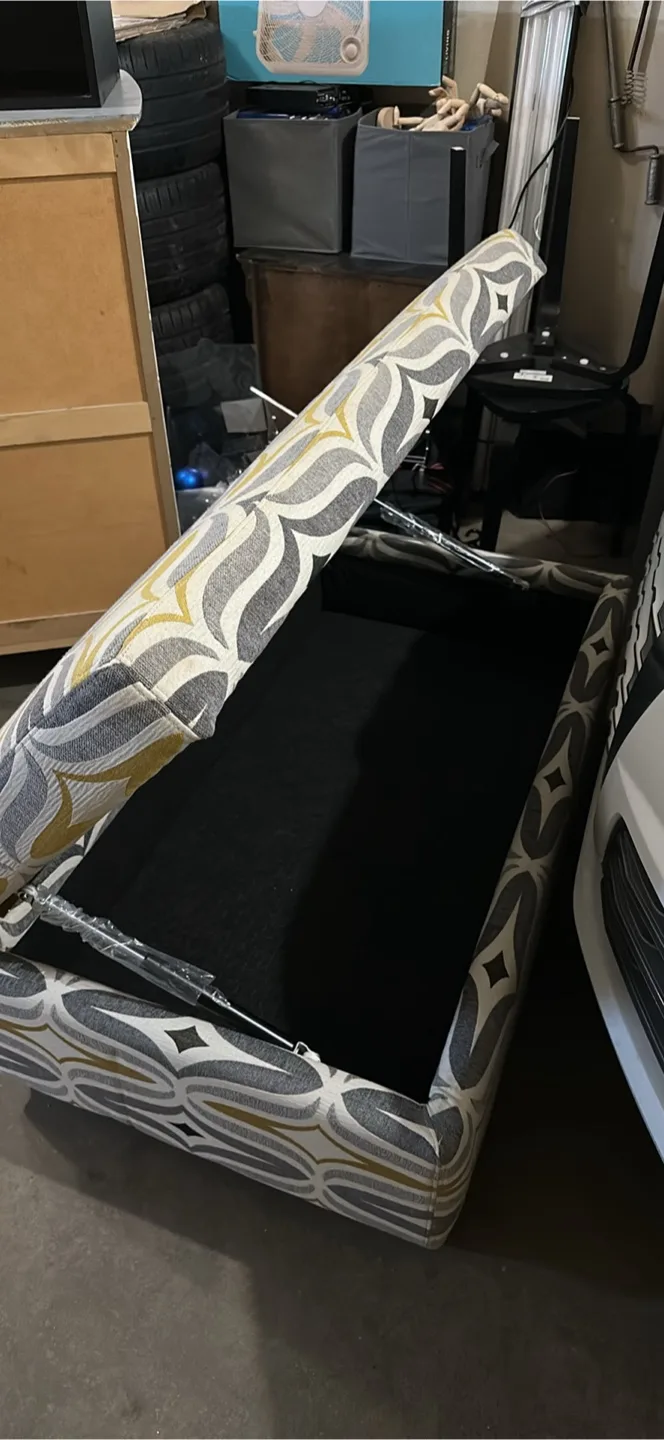 Storage Ottoman with Patterned Fabric thumbnail