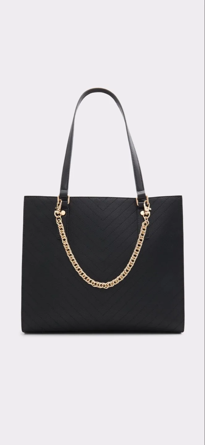 Black Tote Bag with Gold Chain thumbnail