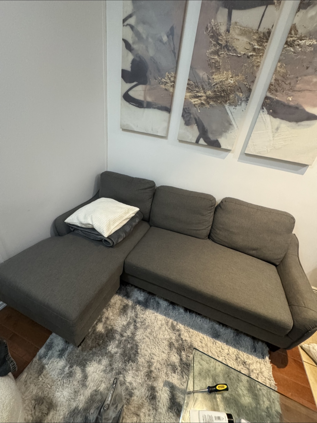 Gray Sectional 3 seater L- shaped couch