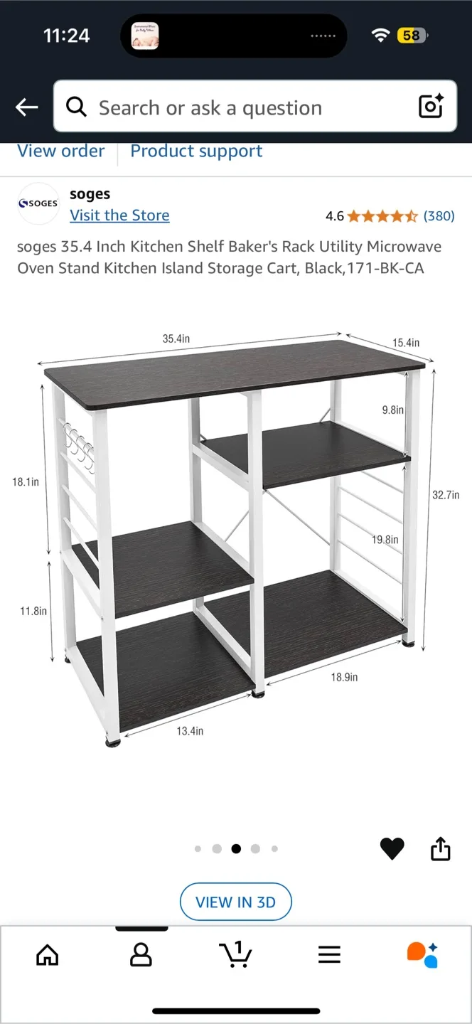 3-Tier Kitchen Baker's Rack Black image indicator(4)