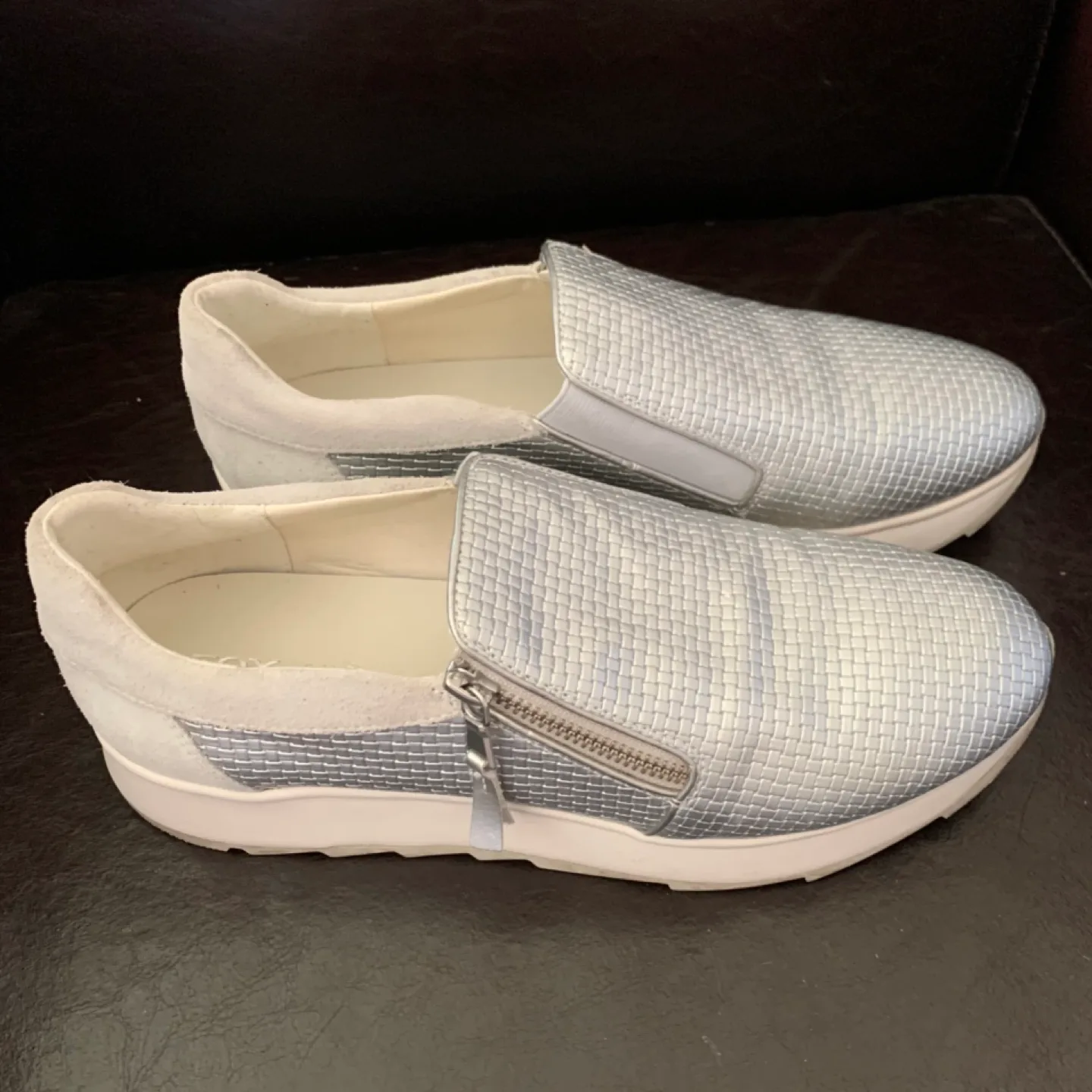 Geox Silver Slip-on Sneakers Size 10 thumbnail