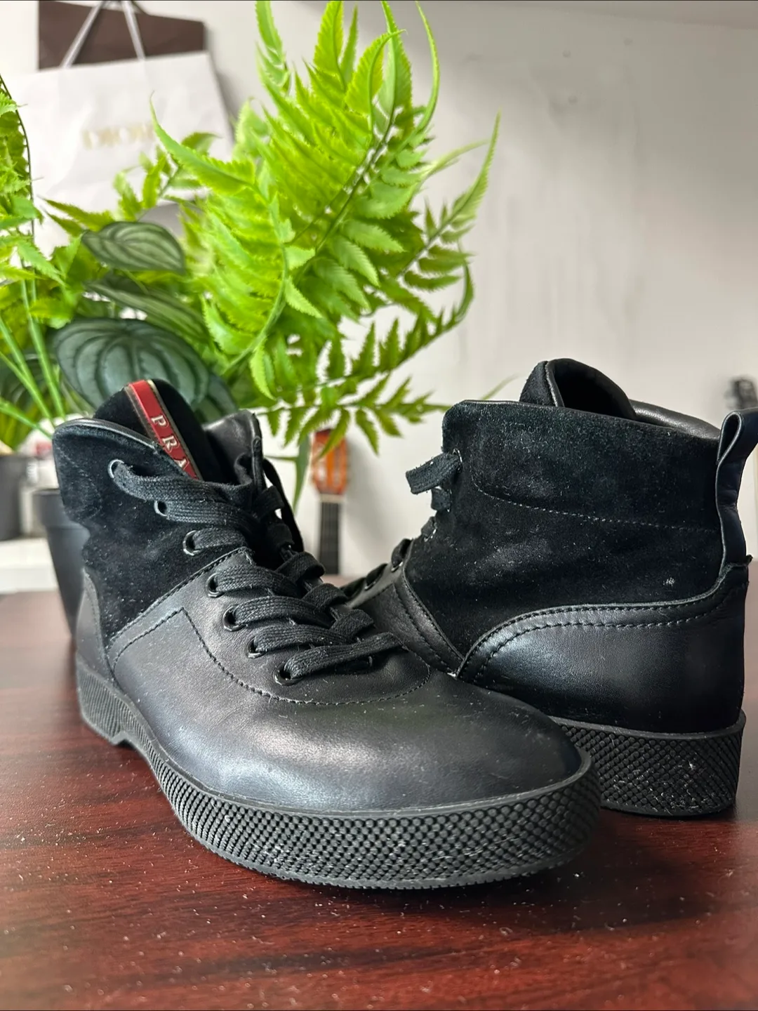 Prada Black High Top Sneakers thumbnail