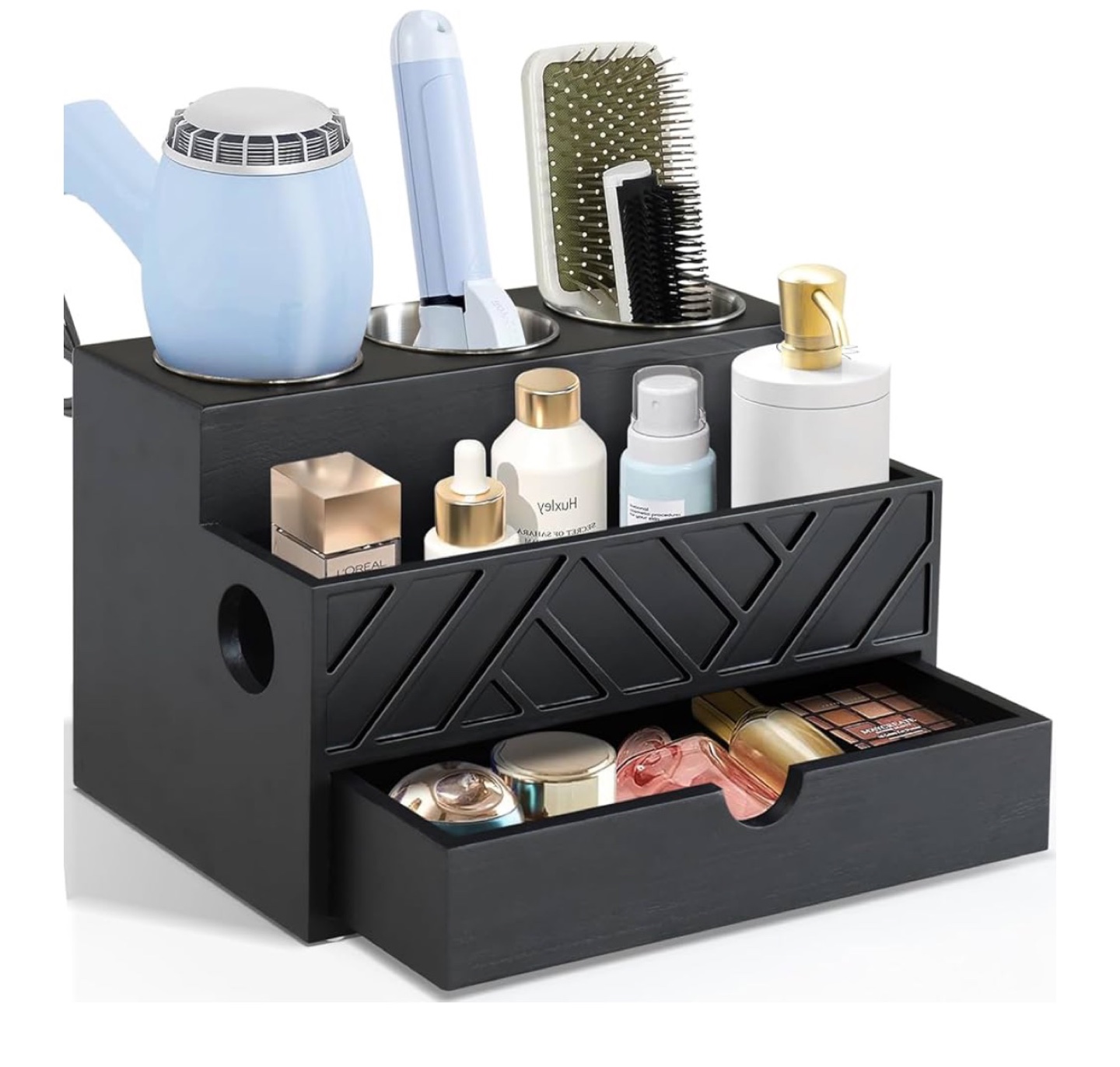 Black wooden storage unit