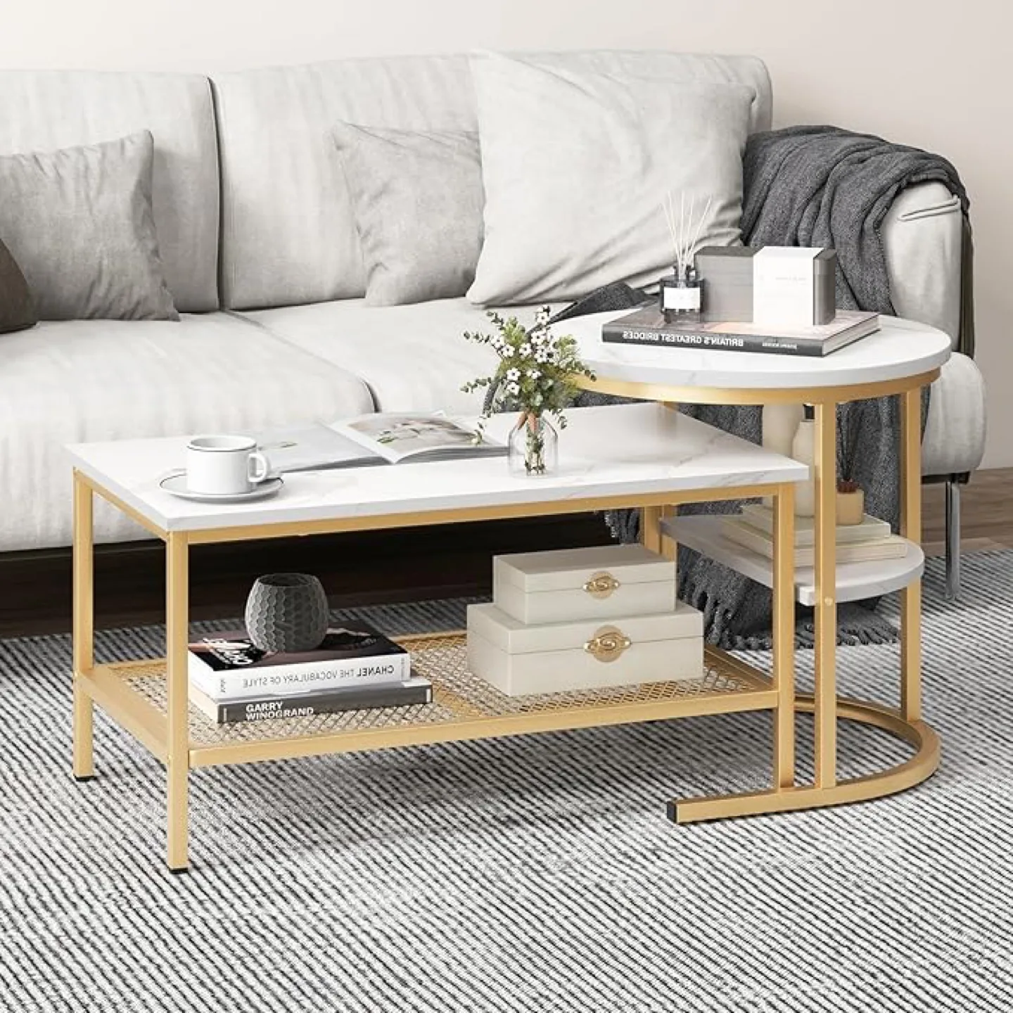 2-Piece Coffee Table Set – Modern Design – Excellent Condition thumbnail
