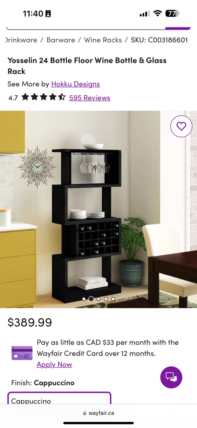 Modern Wine Rack with Glass Holder