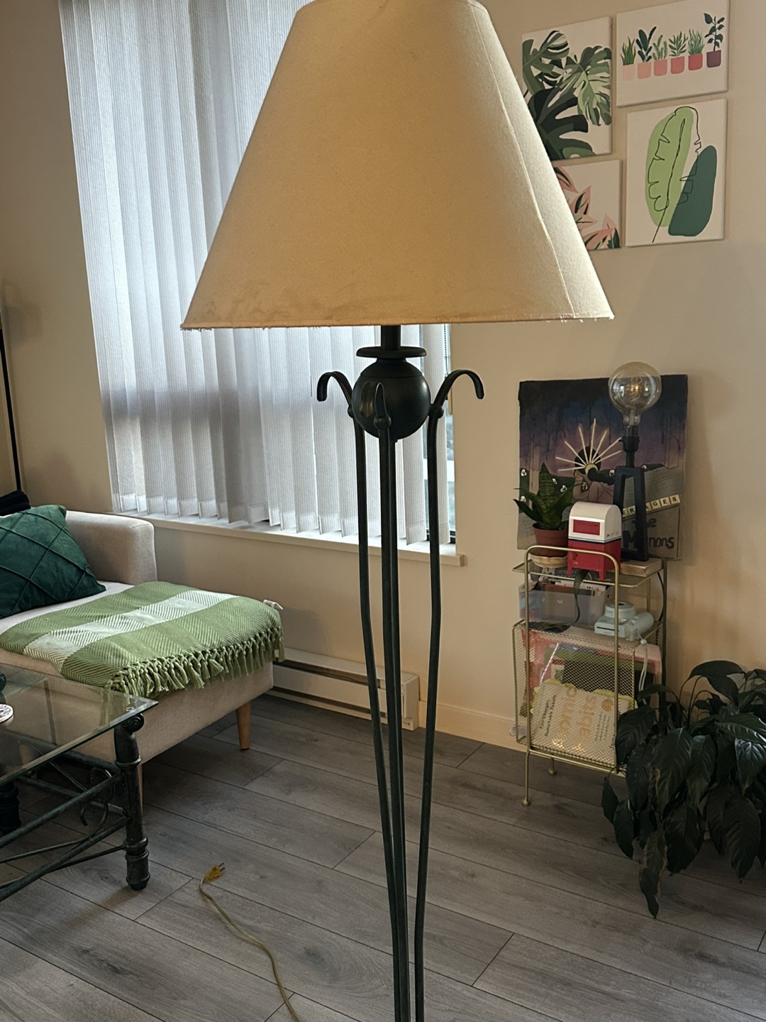 Floor Lamp with Beige Lampshade