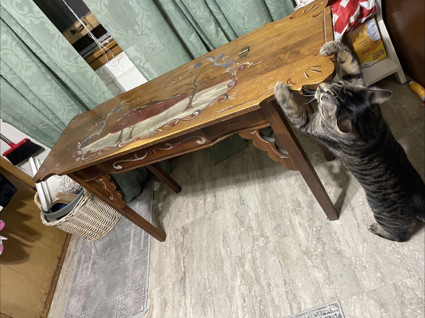 Antique Hand Painted Console Table