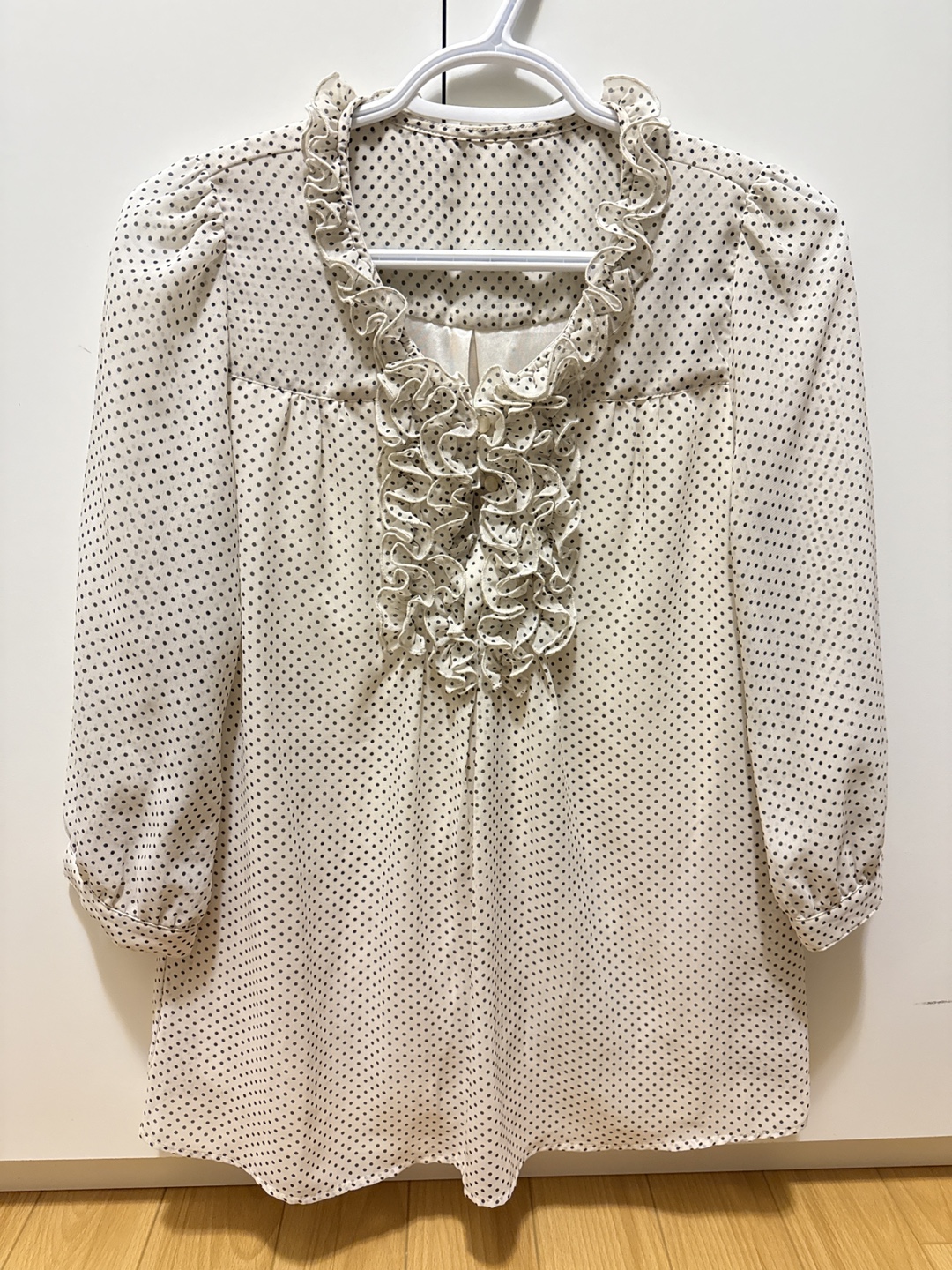 Polka Dot Blouse with Ruffle Detail