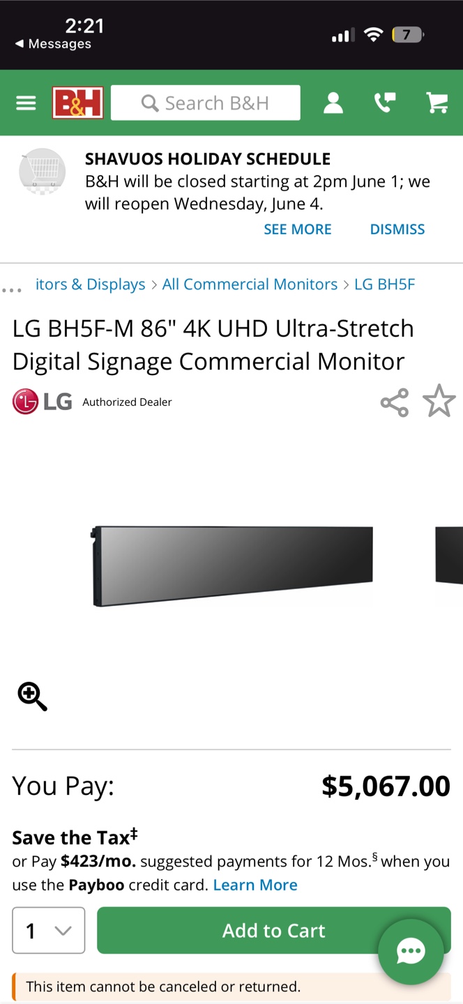 LG 86 inch wide monitor