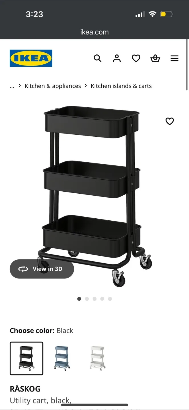 IKEA RÅSKOG Utility Cart - Black thumbnail