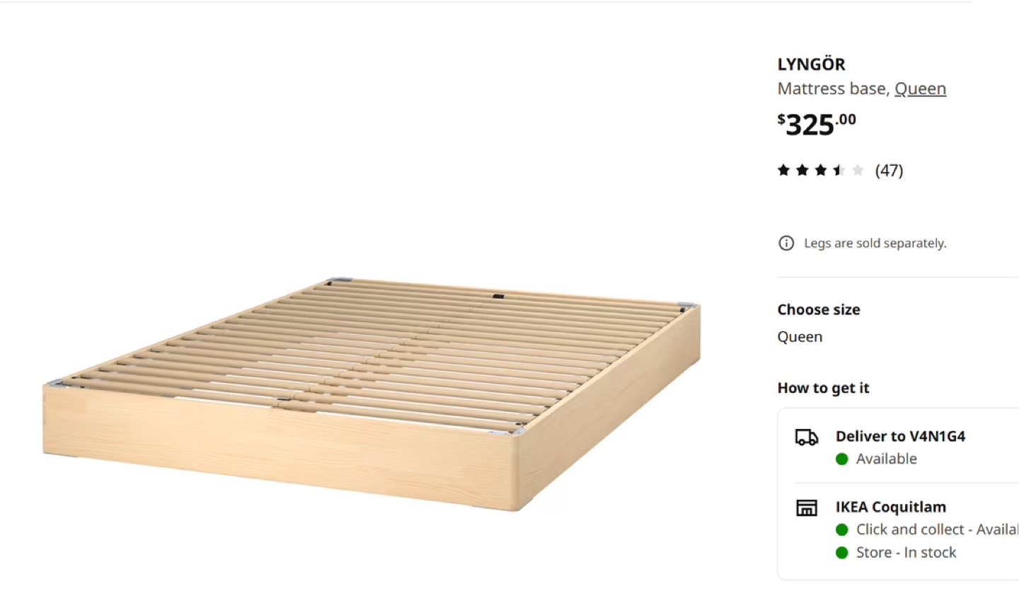 Ikea VÅGSTRANDA Queen Mattress & Wooden Frame - photo 3