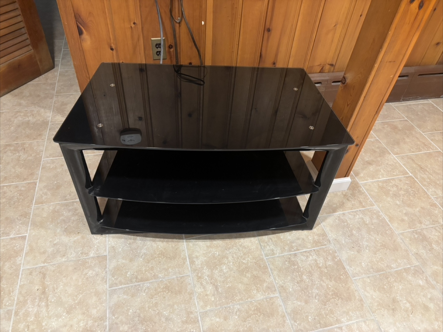 Sleek Modern Glass Black TV Stand