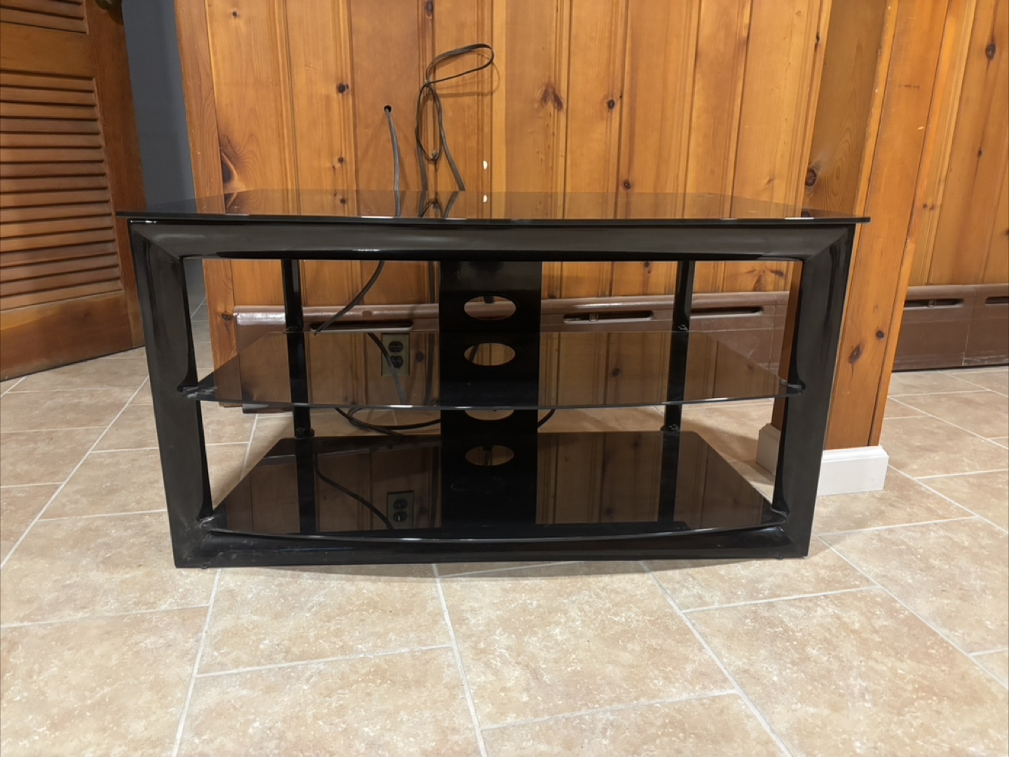 Sleek Modern Glass Black TV Stand - photo 3