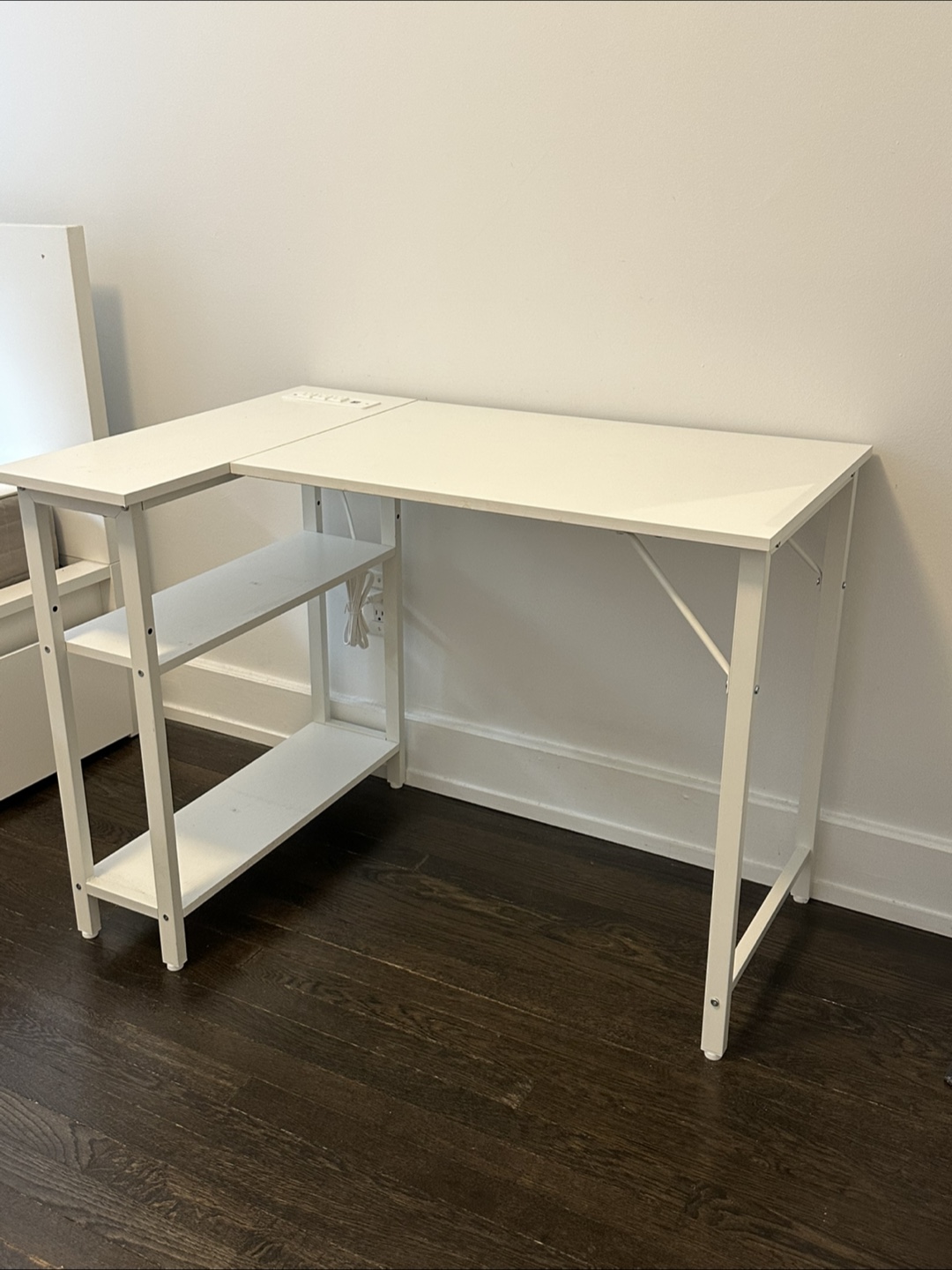 L shaped desk with power outlet shelves - photo 2