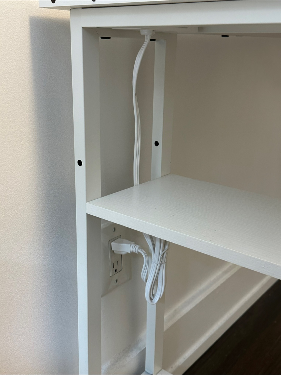 L shaped desk with power outlet shelves - photo 4