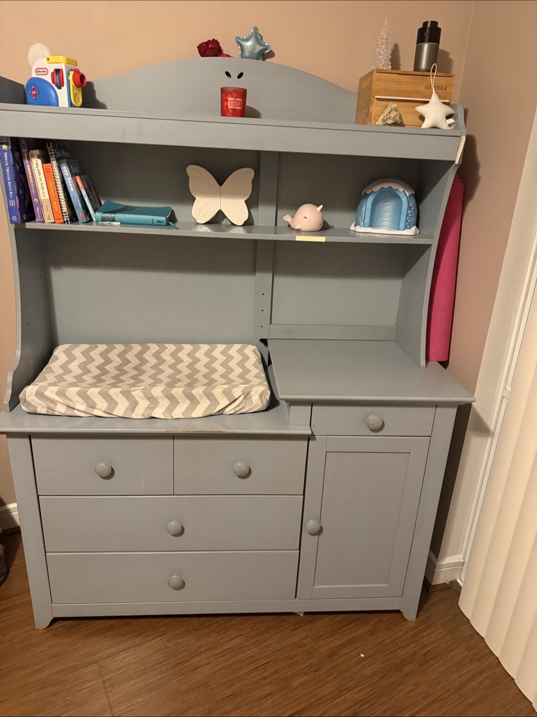 Solid Oak wood Hutch Style Dresser with Changing Table