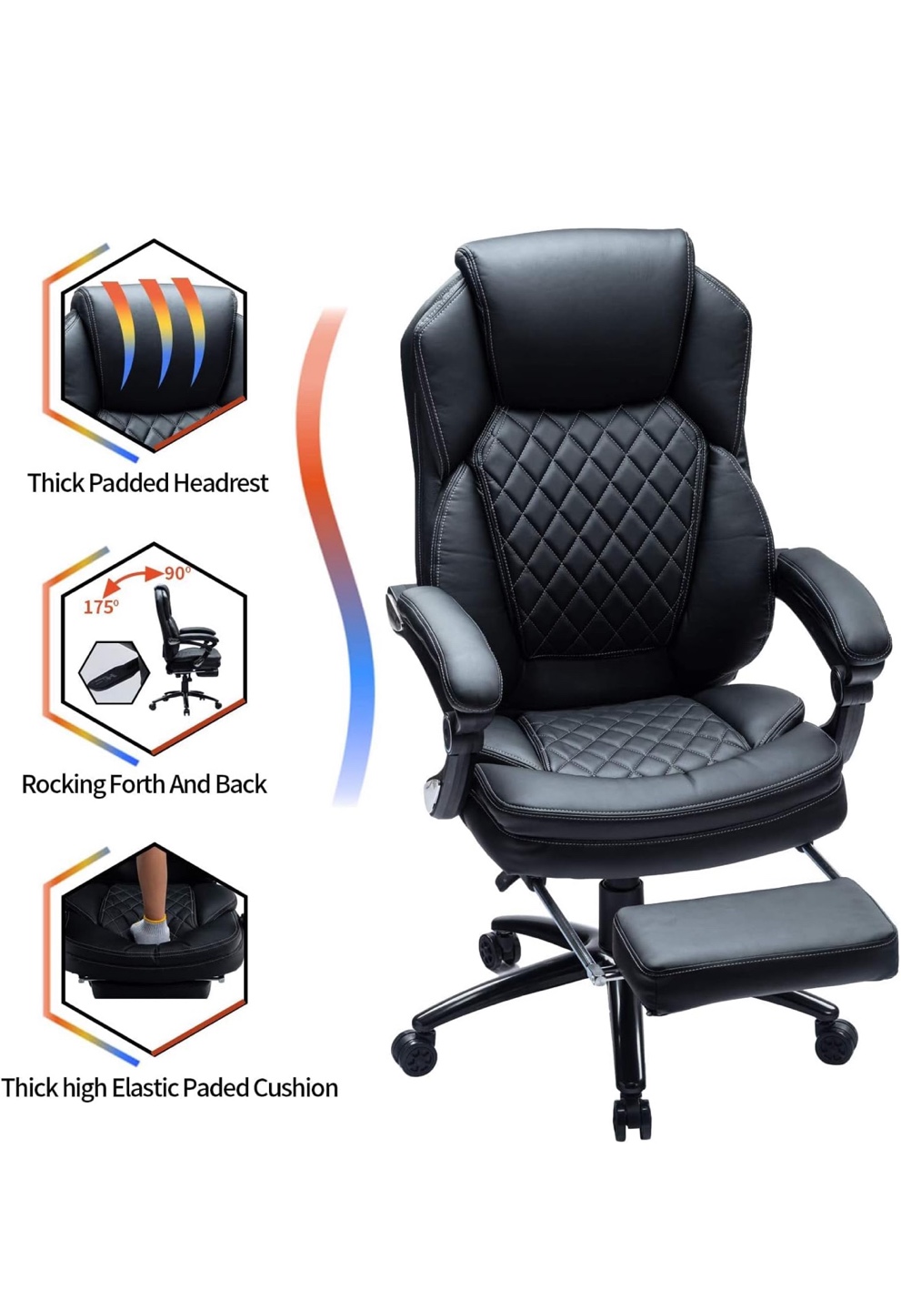 Executive Black Office Chair with Footrest - photo 3