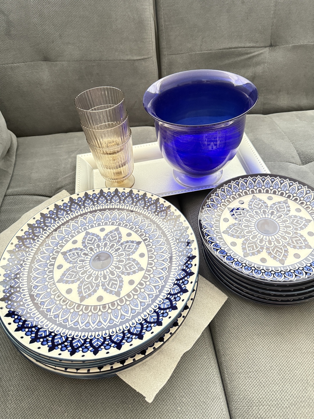 Ceramic Plates, Glassware, and Decorative Bowl Set (All new)