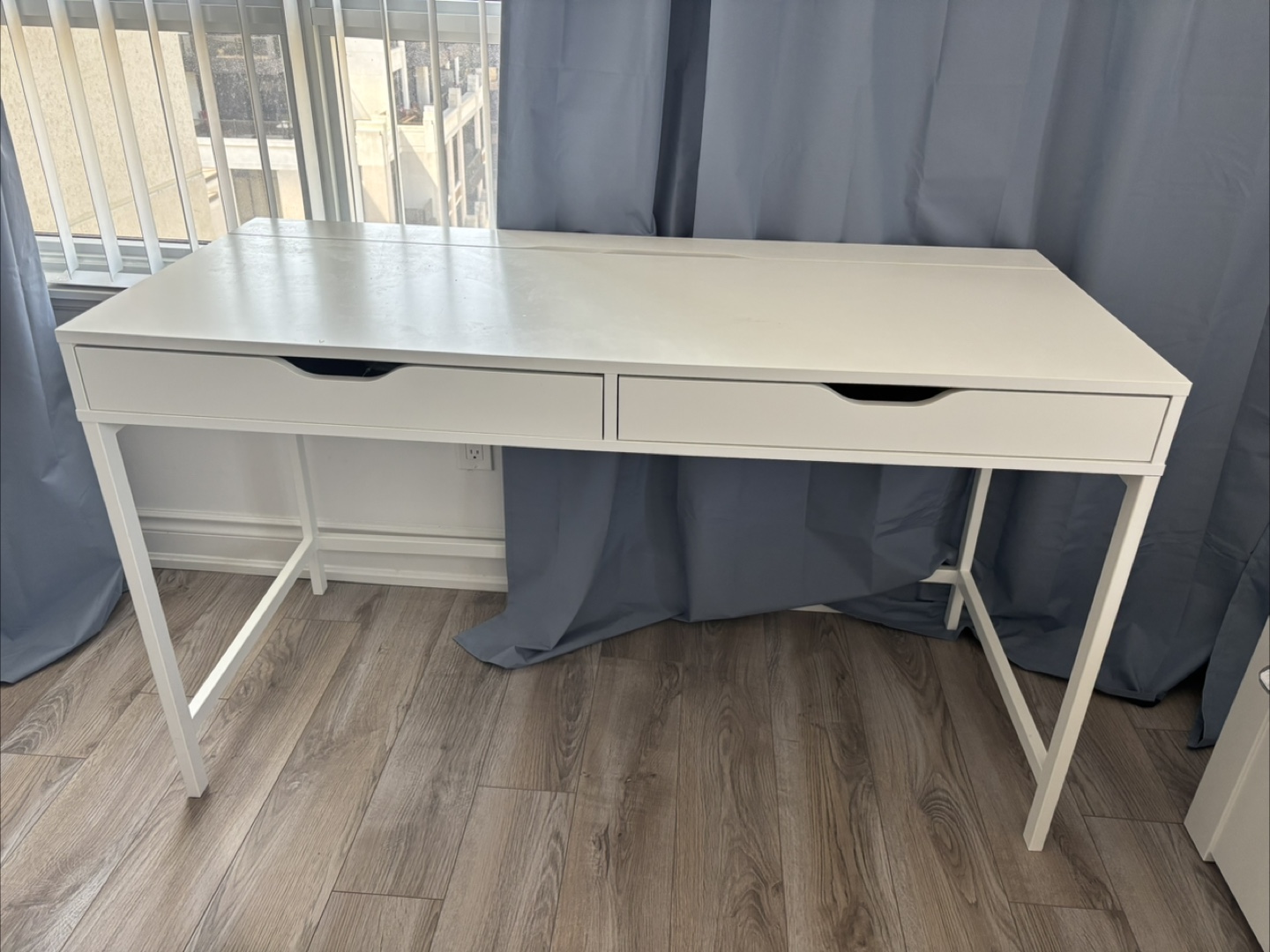 Ikea Alex Two-Drawer Writing Desk & Black Office Chair