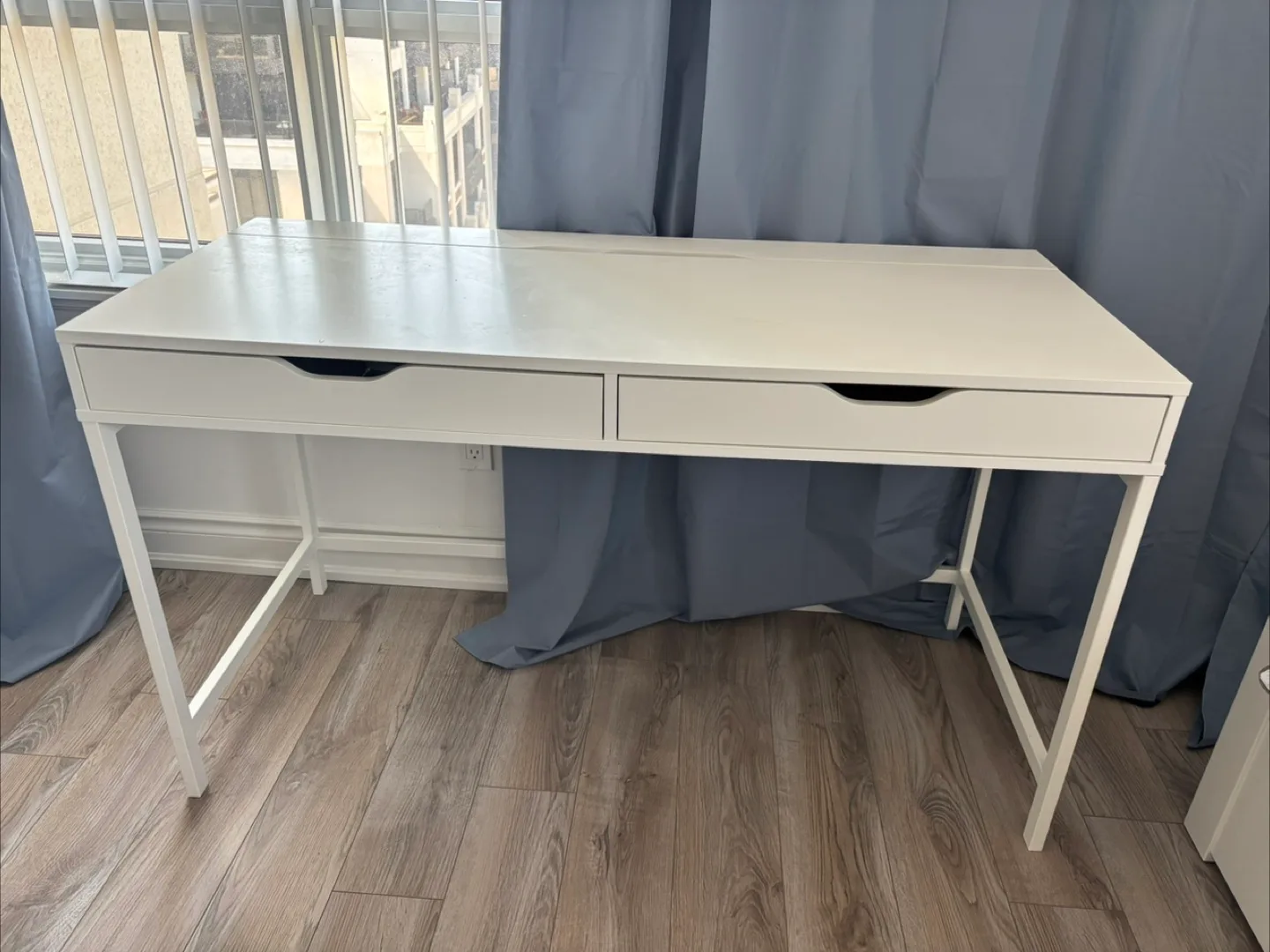 Ikea Alex Two-Drawer Writing Desk & Black Office Chair thumbnail