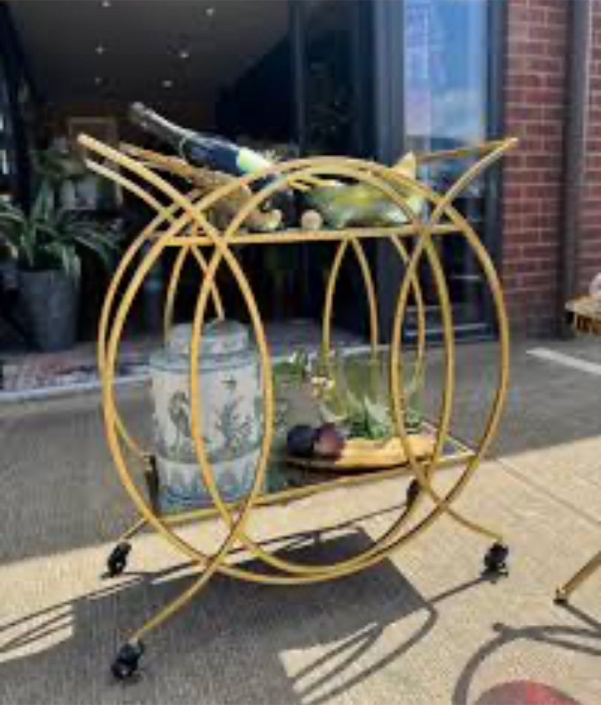 New 2 Tier Mobile Rolling Wine Liquor Butler Bar Cart - photo 2
