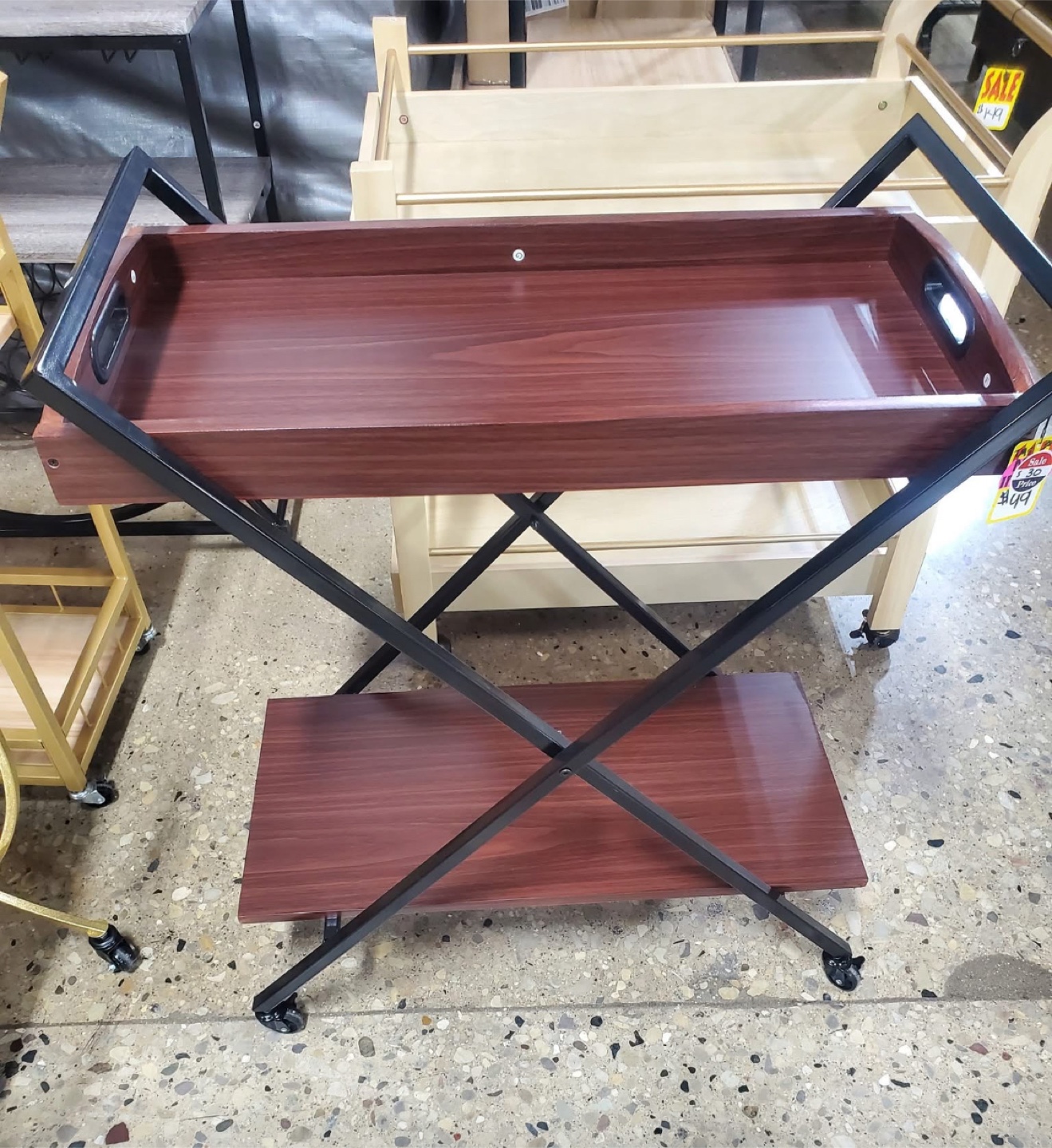 New 2 Tier Mobile Rolling Wine Liquor Butler Bar Cart - photo 5
