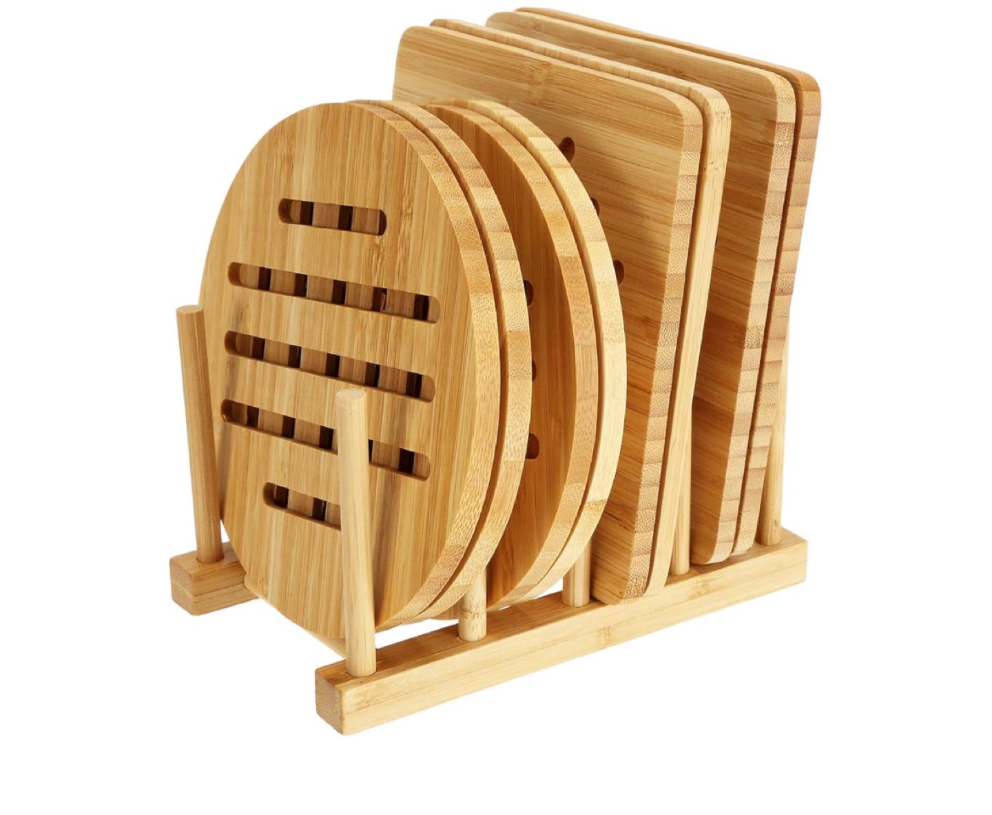 Bamboo Coasters and Hot Pads Set *rack not included*