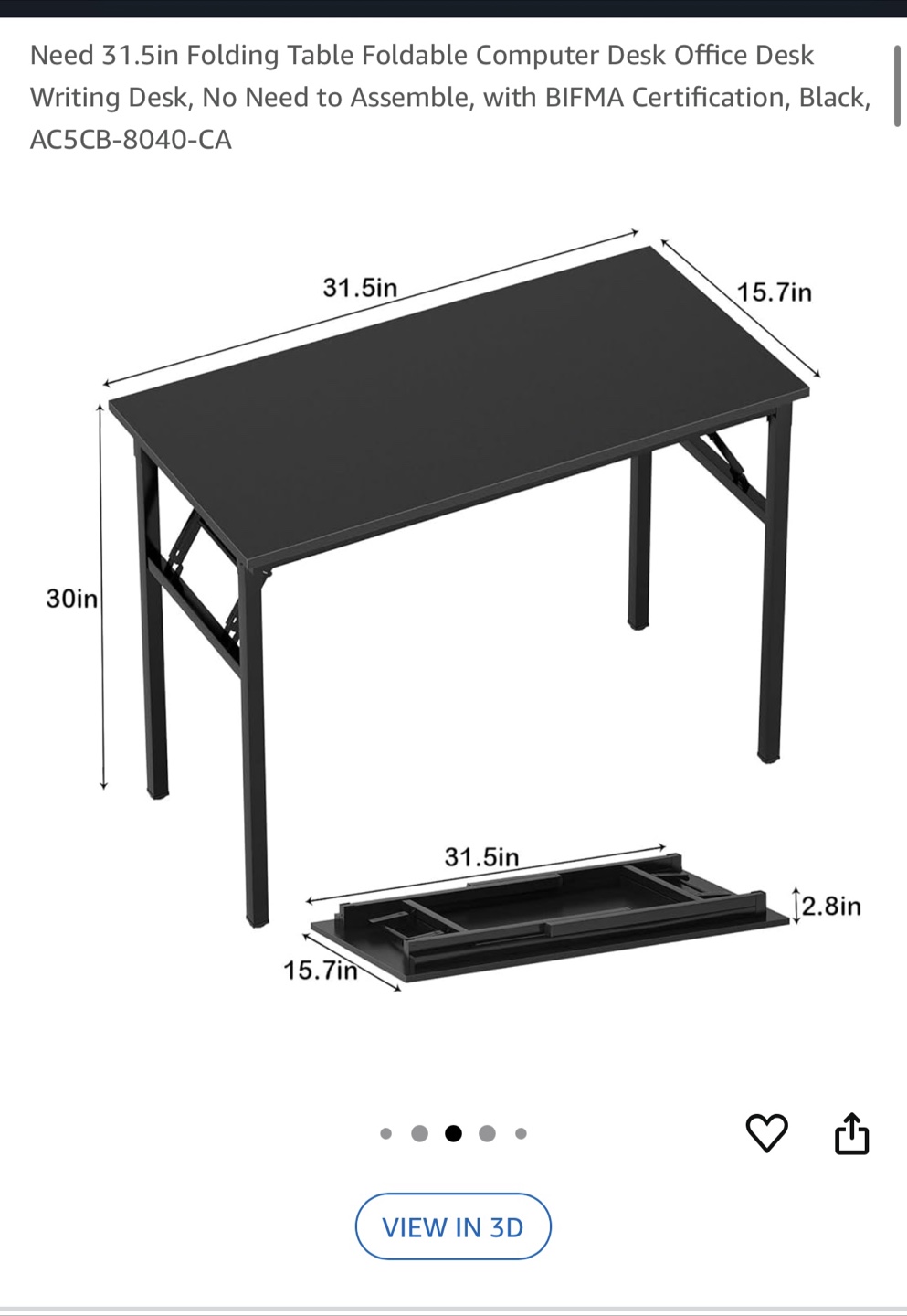 Black Folding Desk