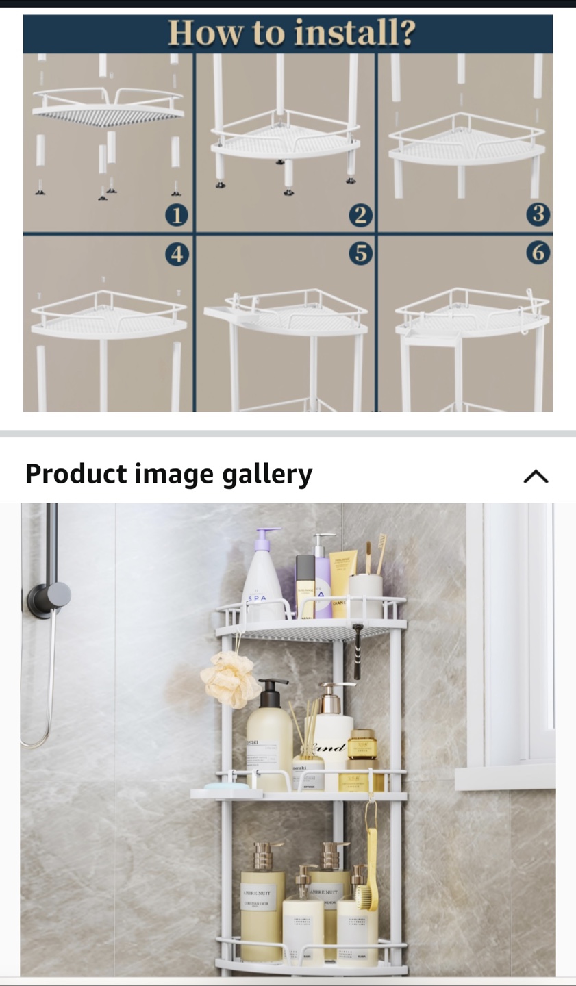 Corner Shower Caddy - 3 Tier White Organizer - photo 2
